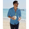 image:imageAlimens amp Gentle Mens Linen Textured Shirt Long Sleeve Summer Beach Tops  Cotton LinenRegular FitButton Down ShirtCasualWeddingPocketButton UpOld MoneyVacationRelaxedResortVintageOutdoorDusty Blue