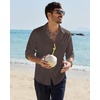 image:imageAlimens amp Gentle Mens Linen Textured Shirt Long Sleeve Summer Beach Tops  Cotton LinenRegular FitButton Down ShirtCasualWeddingPocketButton UpOld MoneyVacationRelaxedResortVintageOutdoorBrown