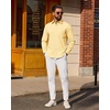 image:imageAlimens amp Gentle Mens Linen Textured Shirt Long Sleeve Summer Beach Tops  Cotton LinenRegular FitButton Down ShirtCasualWeddingPocketButton UpOld MoneyVacationRelaxedResortVintageOutdoorYellow