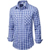image:imageAlimens amp Gentle Mens Long Sleeve Dress Shirt Button Down Shirts with Pockets Regular Business Office Casual Plaid ShirtWhite Blue Plaid