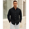 image:imageAlimens amp Gentle Mens Oxford Shirt Casual Stretch Long Sleeve Dress Shirt  Smart Casual Tops Wrinkle Resistant Solid Untucked Fit with Chest Pocket Cotton Blend Casual Formal Business OccasionsBlack