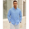 image:imageAlimens amp Gentle Mens Oxford Shirt Casual Stretch Long Sleeve Dress Shirt  Smart Casual Tops Wrinkle Resistant Solid Untucked Fit with Chest Pocket Cotton Blend Casual Formal Business OccasionsBlue