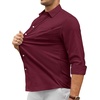 image:imageAlimens amp Gentle Mens Oxford Shirt Casual Stretch Long Sleeve Dress Shirt  Smart Casual Tops Wrinkle Resistant Solid Untucked Fit with Chest Pocket Cotton Blend Casual Formal Business OccasionsBurgundy