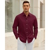 image:imageAlimens amp Gentle Mens Oxford Shirt Casual Stretch Long Sleeve Dress Shirt  Smart Casual Tops Wrinkle Resistant Solid Untucked Fit with Chest Pocket Cotton Blend Casual Formal Business OccasionsBurgundy
