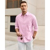 image:imageAlimens amp Gentle Mens Oxford Shirt Casual Stretch Long Sleeve Dress Shirt  Smart Casual Tops Wrinkle Resistant Solid Untucked Fit with Chest Pocket Cotton Blend Casual Formal Business OccasionsLight Pink