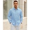 image:imageAlimens amp Gentle Mens Oxford Shirt Casual Stretch Long Sleeve Dress Shirt  Smart Casual Tops Wrinkle Resistant Solid Untucked Fit with Chest Pocket Cotton Blend Casual Formal Business OccasionsLight Blue
