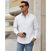 image:imageAlimens amp Gentle Mens Oxford Shirt Casual Stretch Long Sleeve Dress Shirt  Smart Casual Tops Wrinkle Resistant Solid Untucked Fit with Chest Pocket Cotton Blend Casual Formal Business OccasionsWhite