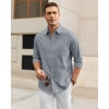 image:imageAlimens amp Gentle Mens Oxford Shirt Casual Stretch Long Sleeve Dress Shirt  Smart Casual Tops Wrinkle Resistant Solid Untucked Fit with Chest Pocket Cotton Blend Casual Formal Business OccasionsGrey