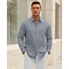 image:imageAlimens amp Gentle Mens Oxford Shirt Casual Stretch Long Sleeve Dress Shirt  Smart Casual Tops Wrinkle Resistant Solid Untucked Fit with Chest Pocket Cotton Blend Casual Formal Business OccasionsGrey