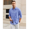 image:imageAlimens amp Gentle Mens Oxford Shirt Casual Stretch Long Sleeve Dress Shirt  Smart Casual Tops Wrinkle Resistant Solid Untucked Fit with Chest Pocket Cotton Blend Casual Formal Business OccasionsDenim Blue