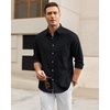 image:imageAlimens amp Gentle Mens Oxford Shirt Casual Stretch Long Sleeve Dress Shirt  Smart Casual Tops Wrinkle Resistant Solid Untucked Fit with Chest Pocket Cotton Blend Casual Formal Business OccasionsBlack