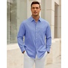 image:imageAlimens amp Gentle Mens Oxford Shirt Casual Stretch Long Sleeve Dress Shirt  Smart Casual Tops Wrinkle Resistant Solid Untucked Fit with Chest Pocket Cotton Blend Casual Formal Business OccasionsDenim Blue