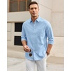 image:imageAlimens amp Gentle Mens Oxford Shirt Casual Stretch Long Sleeve Dress Shirt  Smart Casual Tops Wrinkle Resistant Solid Untucked Fit with Chest Pocket Cotton Blend Casual Formal Business OccasionsLight Blue