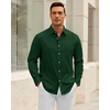 image:imageAlimens amp Gentle Mens Oxford Shirt Casual Stretch Long Sleeve Dress Shirt  Smart Casual Tops Wrinkle Resistant Solid Untucked Fit with Chest Pocket Cotton Blend Casual Formal Business OccasionsDark Green