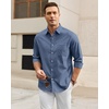 image:imageAlimens amp Gentle Mens Oxford Shirt Casual Stretch Long Sleeve Dress Shirt  Smart Casual Tops Wrinkle Resistant Solid Untucked Fit with Chest Pocket Cotton Blend Casual Formal Business OccasionsDusty Blue