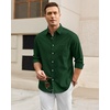 image:imageAlimens amp Gentle Mens Oxford Shirt Casual Stretch Long Sleeve Dress Shirt  Smart Casual Tops Wrinkle Resistant Solid Untucked Fit with Chest Pocket Cotton Blend Casual Formal Business OccasionsDark Green