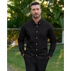 image:imageAlimens amp Gentle Mens Oxford Shirts Stretch Long Sleeve Dress Shirt for Men  Regular Fit No Pocket Work Casual Business Office Occasions Solid Tops Cotton Blend Fabric Daily Commuting OutfitsBlack
