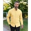 image:imageAlimens amp Gentle Mens Oxford Shirts Stretch Long Sleeve Dress Shirt for Men  Regular Fit No Pocket Work Casual Business Office Occasions Solid Tops Cotton Blend Fabric Daily Commuting OutfitsYellow