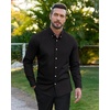 image:imageAlimens amp Gentle Mens Oxford Shirts Stretch Long Sleeve Dress Shirt for Men  Regular Fit No Pocket Work Casual Business Office Occasions Solid Tops Cotton Blend Fabric Daily Commuting OutfitsBlack