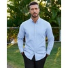 image:imageAlimens amp Gentle Mens Oxford Shirts Stretch Long Sleeve Dress Shirt for Men  Regular Fit No Pocket Work Casual Business Office Occasions Solid Tops Cotton Blend Fabric Daily Commuting OutfitsLight Blue