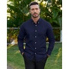 image:imageAlimens amp Gentle Mens Oxford Shirts Stretch Long Sleeve Dress Shirt for Men  Regular Fit No Pocket Work Casual Business Office Occasions Solid Tops Cotton Blend Fabric Daily Commuting OutfitsNavy Blue