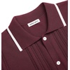 image:imageAlimens amp Gentle Mens Shirts Casual Button Down Shirts Beach Vintage Knit Short Sleeve Polo Shirt for Men01burgundy