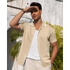 image:imageAlimens amp Gentle Mens Shirts Casual Button Down Shirts Beach Vintage Knit Short Sleeve Polo Shirt for Men06light Khaki