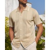image:imageAlimens amp Gentle Mens Shirts Casual Button Down Shirts Beach Vintage Knit Short Sleeve Polo Shirt for Men06light Khaki