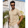 image:imageAlimens amp Gentle Mens Shirts Casual Button Down Shirts Beach Vintage Knit Short Sleeve Polo Shirt for Men06light Khaki