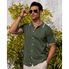 image:imageAlimens amp Gentle Mens Shirts Casual Button Down Shirts Beach Vintage Knit Short Sleeve Polo Shirt for Men11army Green