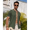 image:imageAlimens amp Gentle Mens Shirts Casual Button Down Shirts Beach Vintage Knit Short Sleeve Polo Shirt for Men11army Green
