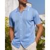 image:imageAlimens amp Gentle Mens Shirts Casual Button Down Shirts Beach Vintage Knit Short Sleeve Polo Shirt for Men14light Blue