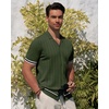 image:imageAlimens amp Gentle Mens Short Sleeve Button Down Shirts Knit Casual Shirts for Men Vintage Cuban Shirt Striped KnittedArmy Green