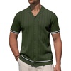 image:imageAlimens amp Gentle Mens Short Sleeve Button Down Shirts Knit Casual Shirts for Men Vintage Cuban Shirt Striped KnittedArmy Green