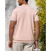 image:imageAlimens amp Gentle Mens Short Sleeve Button Down Shirts Knit Casual Shirts for Men Vintage Cuban Shirt Striped KnittedBeige