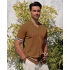 image:imageAlimens amp Gentle Mens Short Sleeve Button Down Shirts Knit Casual Shirts for Men Vintage Cuban Shirt Striped KnittedBrown