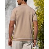 image:imageAlimens amp Gentle Mens Short Sleeve Button Down Shirts Knit Casual Shirts for Men Vintage Cuban Shirt Striped KnittedDark Beige