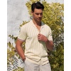 image:imageAlimens amp Gentle Mens Short Sleeve Button Down Shirts Knit Casual Shirts for Men Vintage Cuban Shirt Striped KnittedKhaki