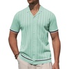 image:imageAlimens amp Gentle Mens Short Sleeve Button Down Shirts Knit Casual Shirts for Men Vintage Cuban Shirt Striped KnittedLight Green