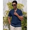 image:imageAlimens amp Gentle Mens Short Sleeve Button Down Shirts Knit Casual Shirts for Men Vintage Cuban Shirt Striped KnittedNavy Blue