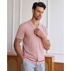image:imageAlimens amp Gentle Mens Short Sleeve Button Down Shirts Knit Casual Shirts for Men Vintage Cuban Shirt Striped KnittedPink
