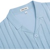image:imageAlimens amp Gentle Mens Short Sleeve Button Down Shirts Knit Casual Shirts for Men Vintage Cuban Shirt Striped KnittedSky Blue