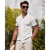 image:imageAlimens amp Gentle Mens Short Sleeve Button Down Shirts Knit Casual Shirts for Men Vintage Cuban Shirt Striped KnittedWhite
