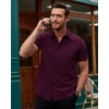 image:imageAlimens amp Gentle Mens Short Sleeve Dress Shirts Stretch Regular Fit Shirt Casual Button Down Business ShirtsDeep Purple