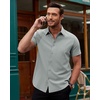 image:imageAlimens amp Gentle Mens Short Sleeve Dress Shirts Stretch Regular Fit Shirt Casual Button Down Business ShirtsLight Grey