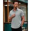 image:imageAlimens amp Gentle Mens Short Sleeve Dress Shirts Stretch Regular Fit Shirt Casual Button Down Business ShirtsLight Grey
