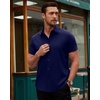 image:imageAlimens amp Gentle Mens Short Sleeve Dress Shirts Stretch Regular Fit Shirt Casual Button Down Business ShirtsNavy Blue
