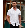 image:imageAlimens amp Gentle Mens Short Sleeve Dress Shirts Stretch Regular Fit Shirt Casual Button Down Business ShirtsWhite