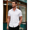 image:imageAlimens amp Gentle Mens Short Sleeve Dress Shirts Stretch Regular Fit Shirt Casual Button Down Business ShirtsWhite