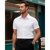 image:imageAlimens amp Gentle Mens Short Sleeve Dress Shirts Stretch Regular Fit Shirt Casual Button Down Business ShirtsWhite